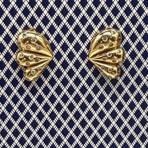 Sterling Forever Product Details scalloped shell fan cubic zirconia earrings